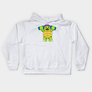 Turtle at Strength training with Dumbbells Kids Hoodie